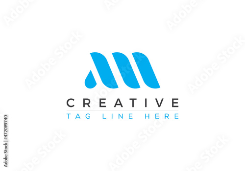 Minimalist Logo Design of Letter M, AM illustration for your business. Initial logo design, geometric logo. Creative Modern Monogram alphabet.
