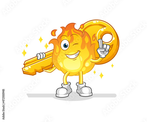 fire carry the key mascot. cartoon vector