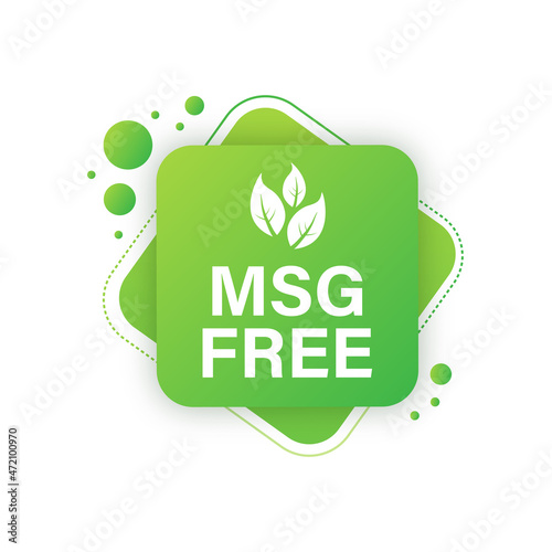 Msg free. Glutamate no added food package icon. Monosodium glutamate. Vector stock illustration