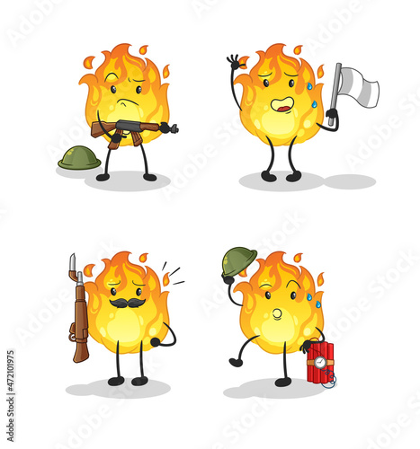 fire troops character. cartoon mascot vector