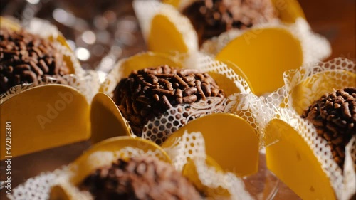 Brigadeiro, made from chocolate, typical Brazilian sweets photo