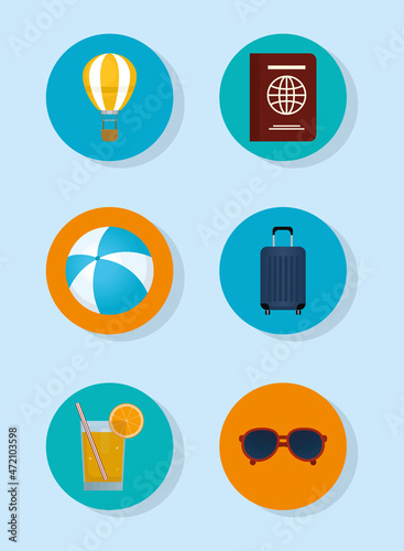 travel vacation icon set