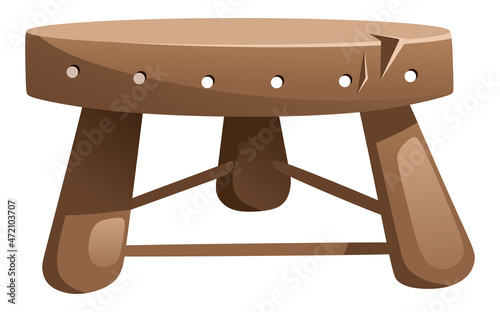 Illustration of a cartoon wooden retro table.