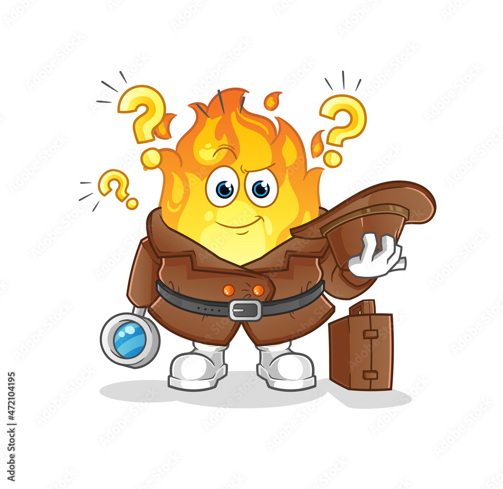 Fototapeta premium fire detective vector. cartoon character