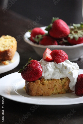 cake with strawberries on plate