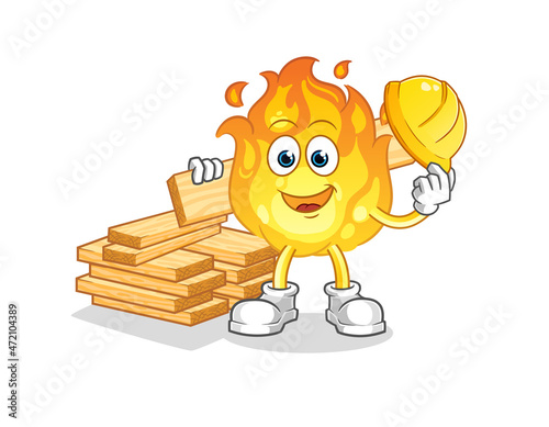 fire builder vector. cartoon character
