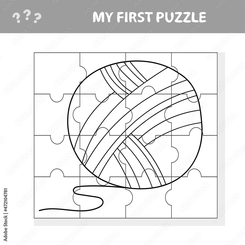 Jigsaw puzzle with yarn. Visual educational puzzle for children. My