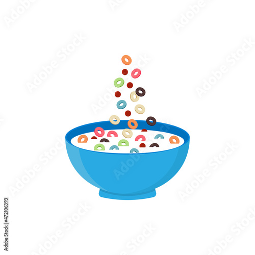 Cereal milk breakfast. Cereal bowl with milk
