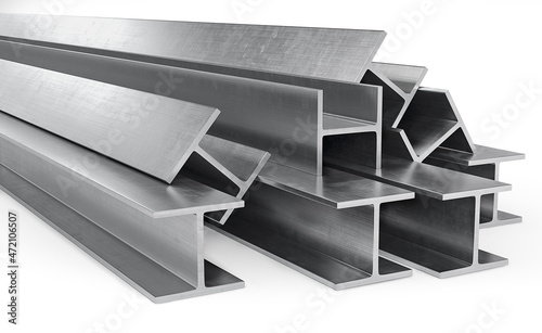 Realistic steel I-beam isolated on the white background. 3d rendering