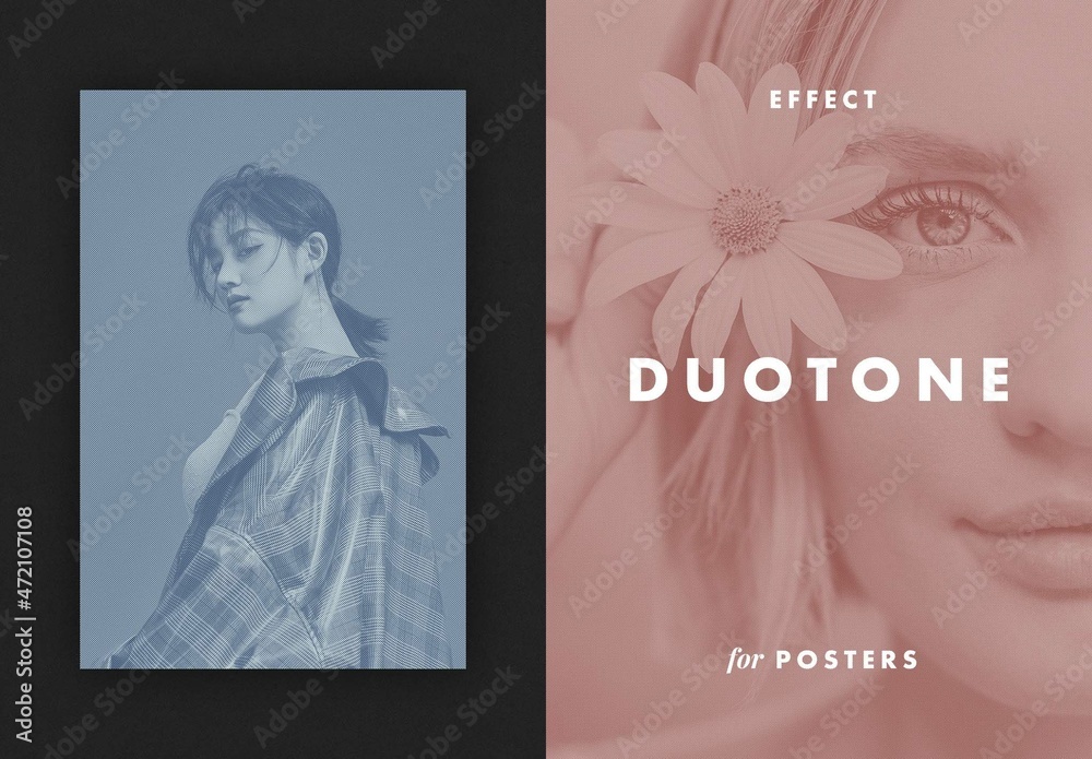 Duotone Poster Photo Effect Mockup Stock Template | Adobe Stock