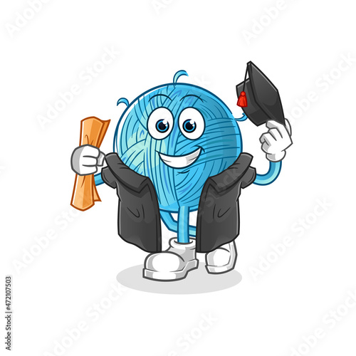 yarn ball graduation vector. cartoon character