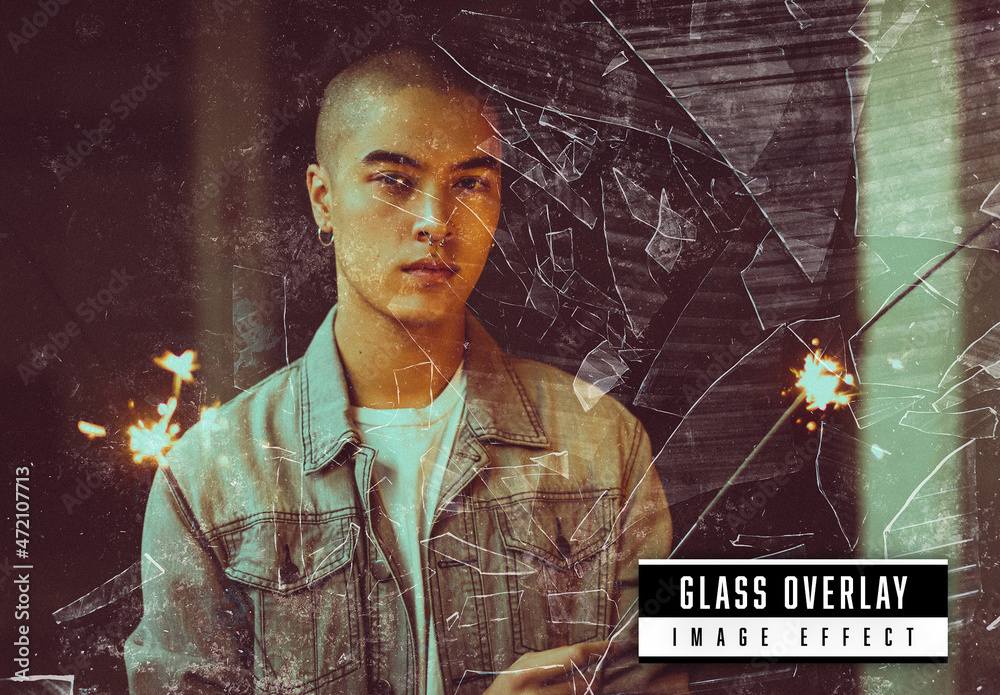 Shattered Glass Overlay Image Effect Stock Template Adobe Stock