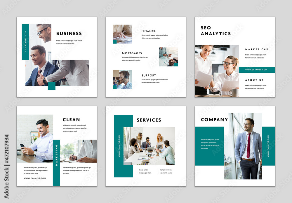 Teal Business Social Media Post Layouts Stock Template | Adobe Stock