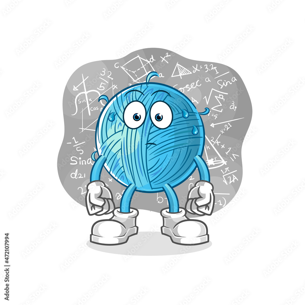 yarn ball thinking hard vector. cartoon character yarn ball thinking hard vector. cartoon character