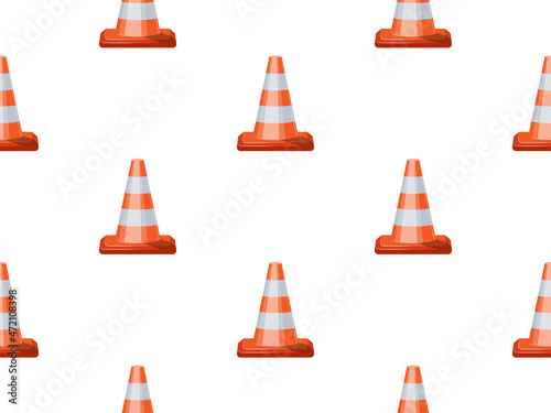 Pattern with road cones on white background vector illustration