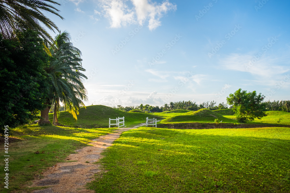 Pathway on a redundant golf course at sunrise on Grand Cayman, Cayman Islands
