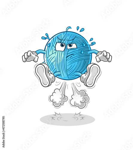 yarn ball fart jumping illustration. character vector