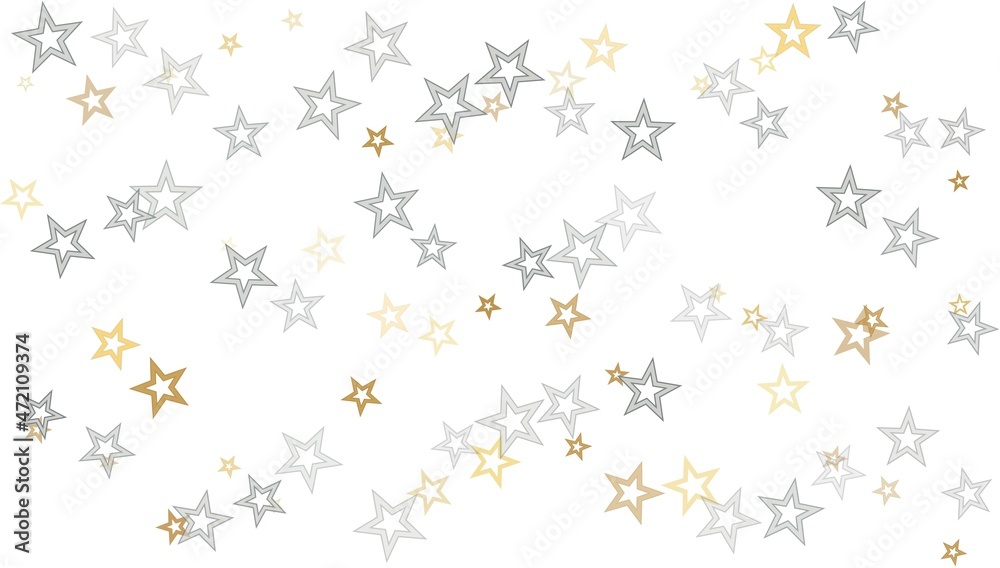 Gold stars seamless pattern, starry background, golden confetti holiday backdrop, cute childish wallpaper
