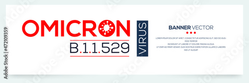 Omicron virus, new COVID-19 variant, Banner Word with Icons, Vector illustration.