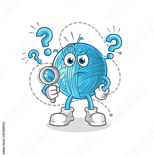 yarn ball searching illustration. character vector