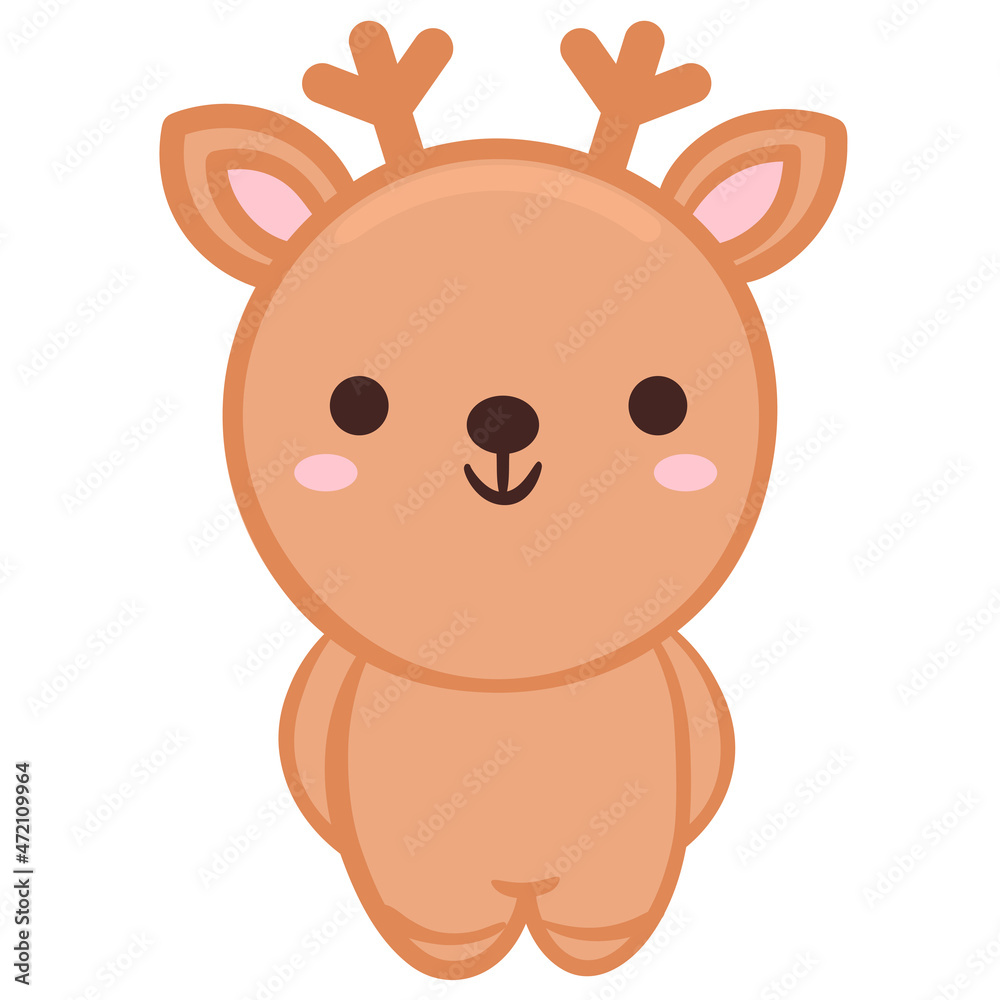 Deer cute character icon. Hand drawn vector illustration. Deer cute character icon. Hand drawn vector illustration.