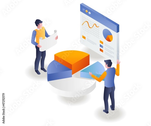 The discussion team composes a pie chart business investment