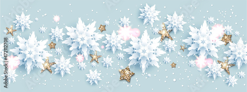 Paper cut decor with stars and snowflakes