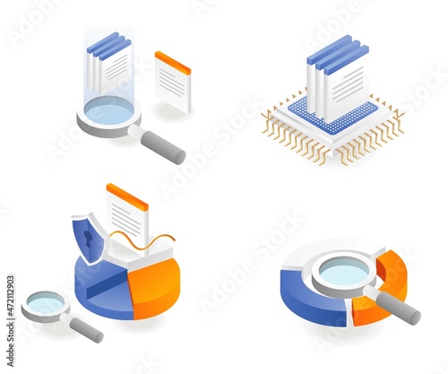 A set of icons looking for analysis data and chips