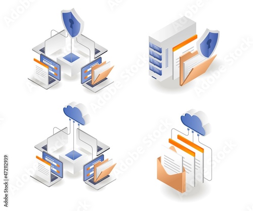A set of data network and computer security icons