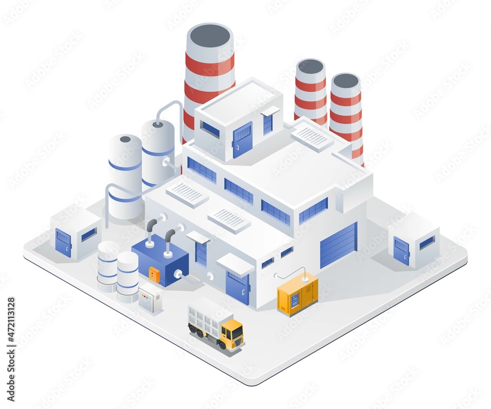 Industrial factories and chimneys