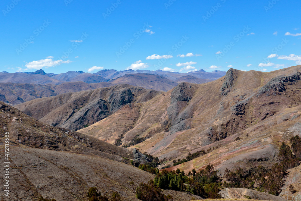 Impressive mountain landscape in the Peruvian Andes, this is how you see part of the majestic mountain range that crosses all the Andes in Latin America.