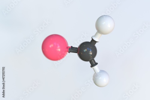 Formaldehyde molecule made with balls, scientific molecular model. 3D rendering photo