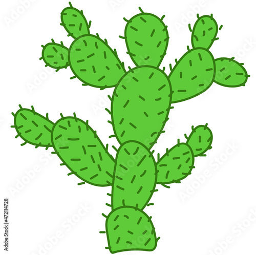 Vector Nopal, cactácea mexicana opuntia, ilustración digital