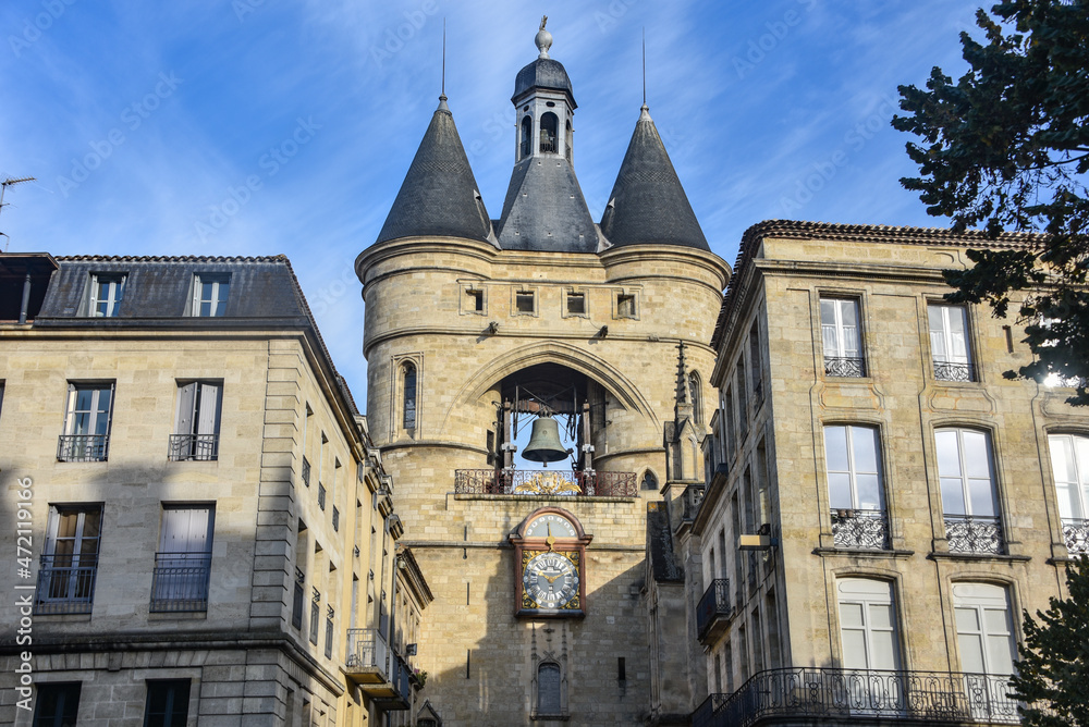 Bordeaux, France - 8 Nov, 2021: La Grosse Cloche or the Big Bell of Bordeaux, France
