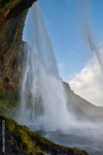 Picturesque waterfall Seljalandsfoss autumn view  southwest Iceland.