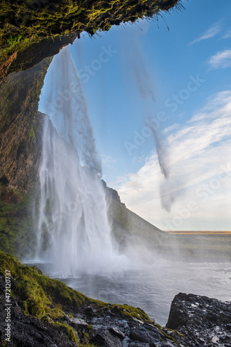 Picturesque waterfall Seljalandsfoss autumn view  southwest Iceland.