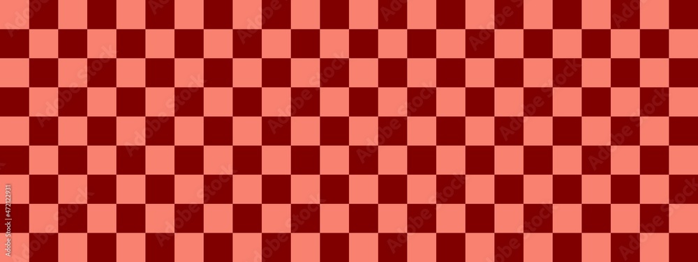 Checkerboard banner. Maroon and Salmon colors of checkerboard. Small squares, small cells. Chessboard, checkerboard texture. Squares pattern. Background. Checkerboard banner. Maroon and Salmon colors of checkerboard. Small squares, small cells. Chessboard, checkerboard texture. Squares pattern. Background.