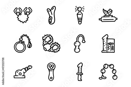 Sex toys line vector doodle simple icon set