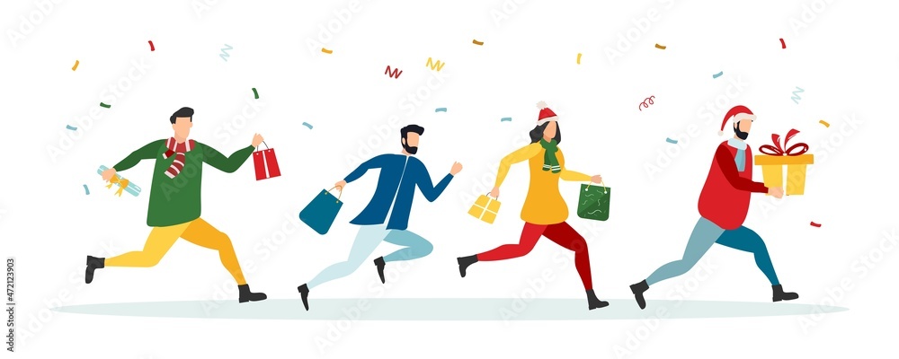 people receive gifts christmas, new year. people receive gifts christmas, new year.