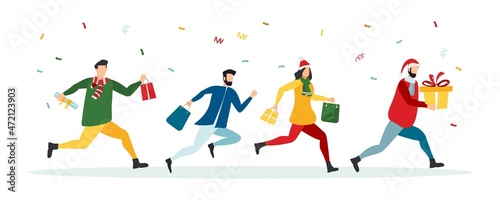 people receive gifts christmas, new year.