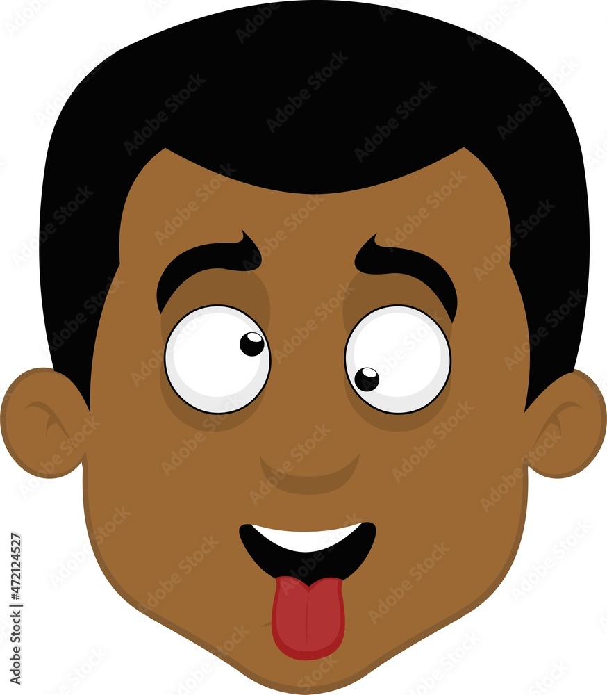 Vector illustration of the face of a man of African ethnicity with a funny, happy and crazy expression Vector illustration of the face of a man of African ethnicity with a funny, happy and crazy expression