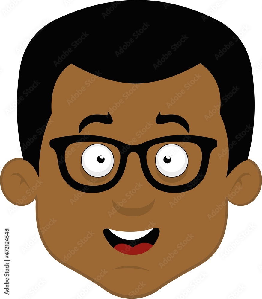 Vector illustration of a cartoon man's face with a happy expression and nerdy glasses
Vector illustration of a cartoon man's face with a happy expression and nerdy glasses