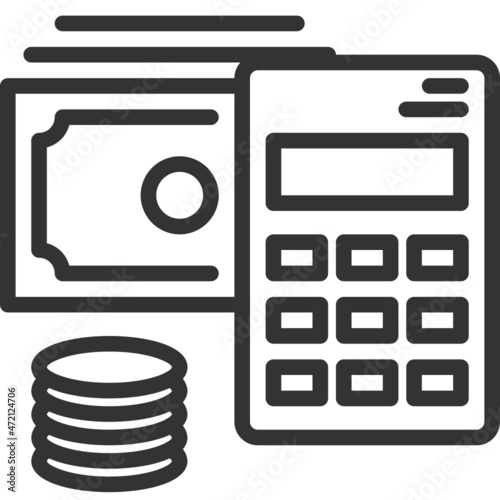 Vector loan outline icon, leasing and money percent related 64x64 Pixel, white background