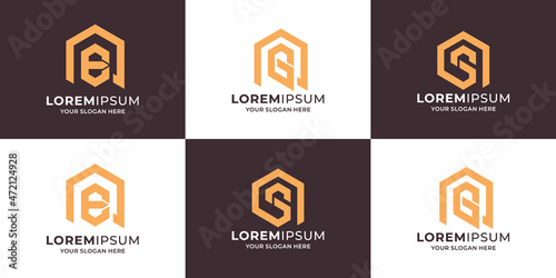 initial letter b g e s combine with house logo concept