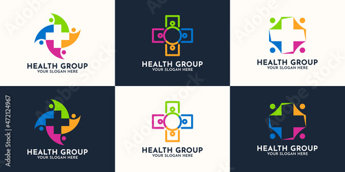 cross health combine with community logo concept