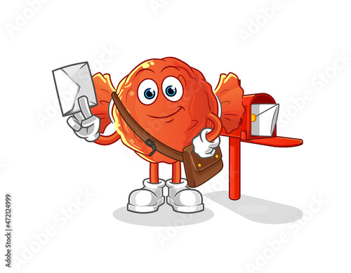 wrapped candy postman vector. cartoon character