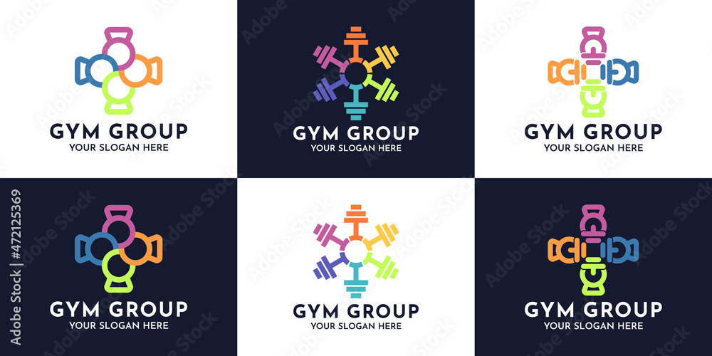 barbell group logo for gym or sport inspiration logo