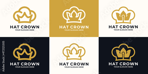 hat crown combination logo for professional chef inspiration logo