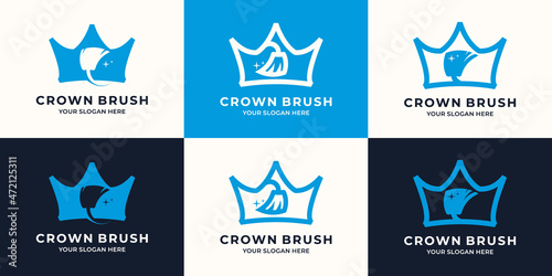 broom crown combination logo for cleanliness inspiration logo