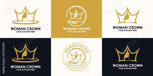face crown combination logo for beauty salon inspiration logo